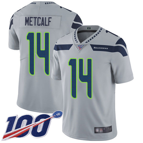 Seattle Seahawks Limited Grey Men D.K. Metcalf Alternate Jersey NFL Football #14 100th Season Vapor Untouchable